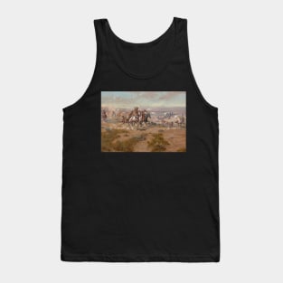Native American Warriors Attacking The Settlers - Vintage Western American Art Tank Top